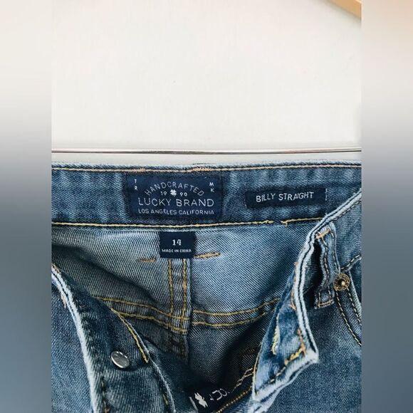 Lucky Brand | girls Billy Straight Distressed Jeans | size 14 - Picture 3 of 6